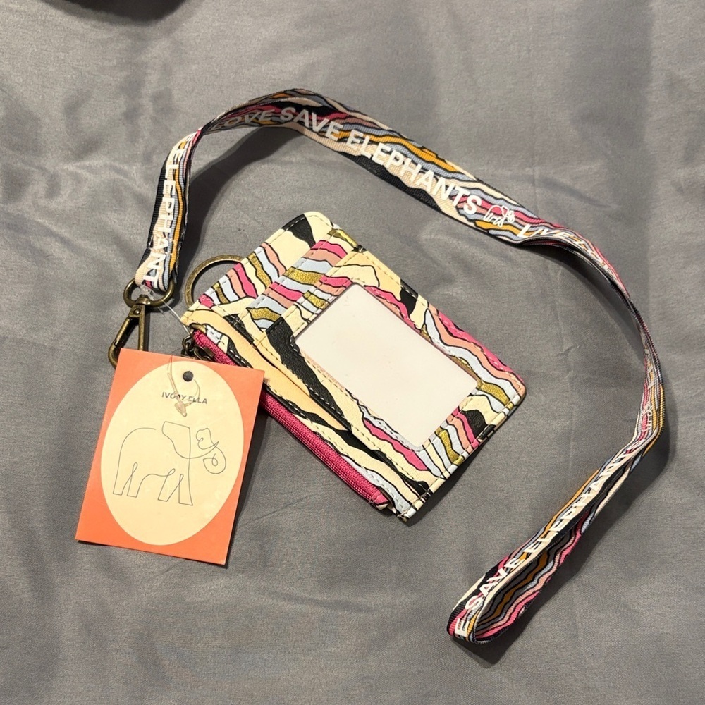 Ivory Ella Abstract Card Holder with Lanyard